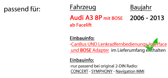 Audi A4 B7 BOSE Concert - Autoradio Radio mit XAV-AX1005DB - 2DIN