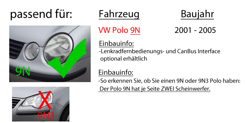 VW Polo 9N - Autoradio Radio mit XAV-AX1005DB - 2DIN Bluetooth